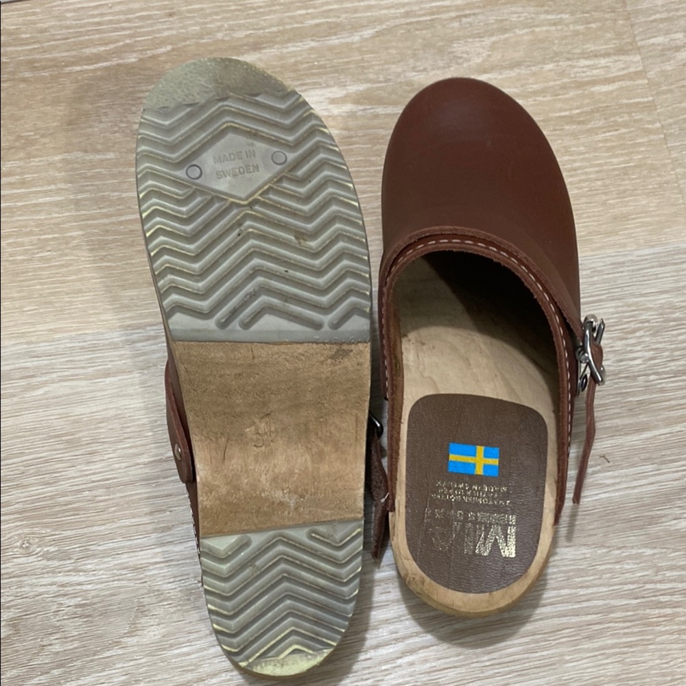 MIA Brown Leather Clog Mules with Buckle - Picture 2 of 5